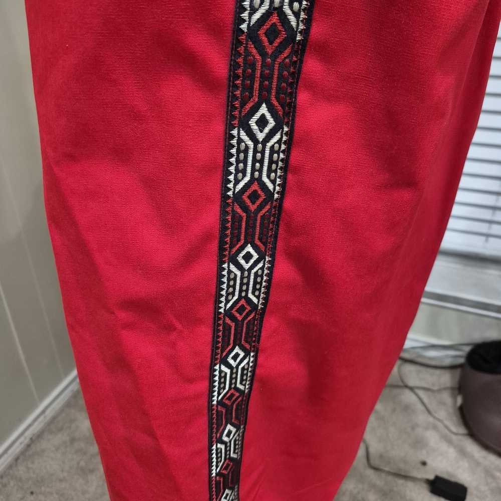 Red Embroidered Women's Pants & Jumpsuit Set - Picture 8 of 15